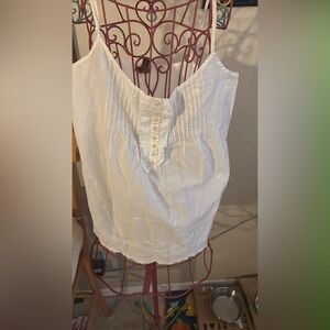 Copper Key White Eyelet Cotton Sleeveless Button-Front Top